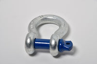 2x Galvanized 3/4" Bow Shackles D Rings Blue Screw 7/8" Pin Jeep CJ  4 3/4 Ton