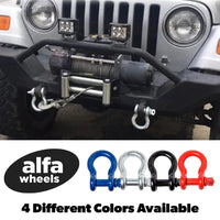 Pair of 3/4" Black Bow Shackle 10500LB w Blue Plastic noise vibration Protector