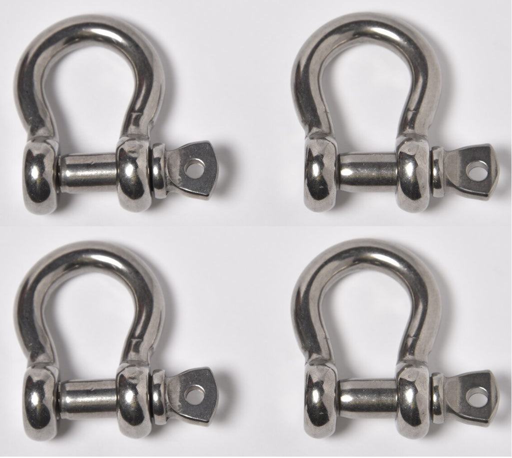 4 pcs 3/8" Anchor Shackle D Clevis Bow Ring 304 Stainless Steel Sailboat Rigging
