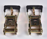 2x Ratchet Rubber Snap Handle 2" Tie Down w J Hook f Race Hauler Tow Truck Strap
