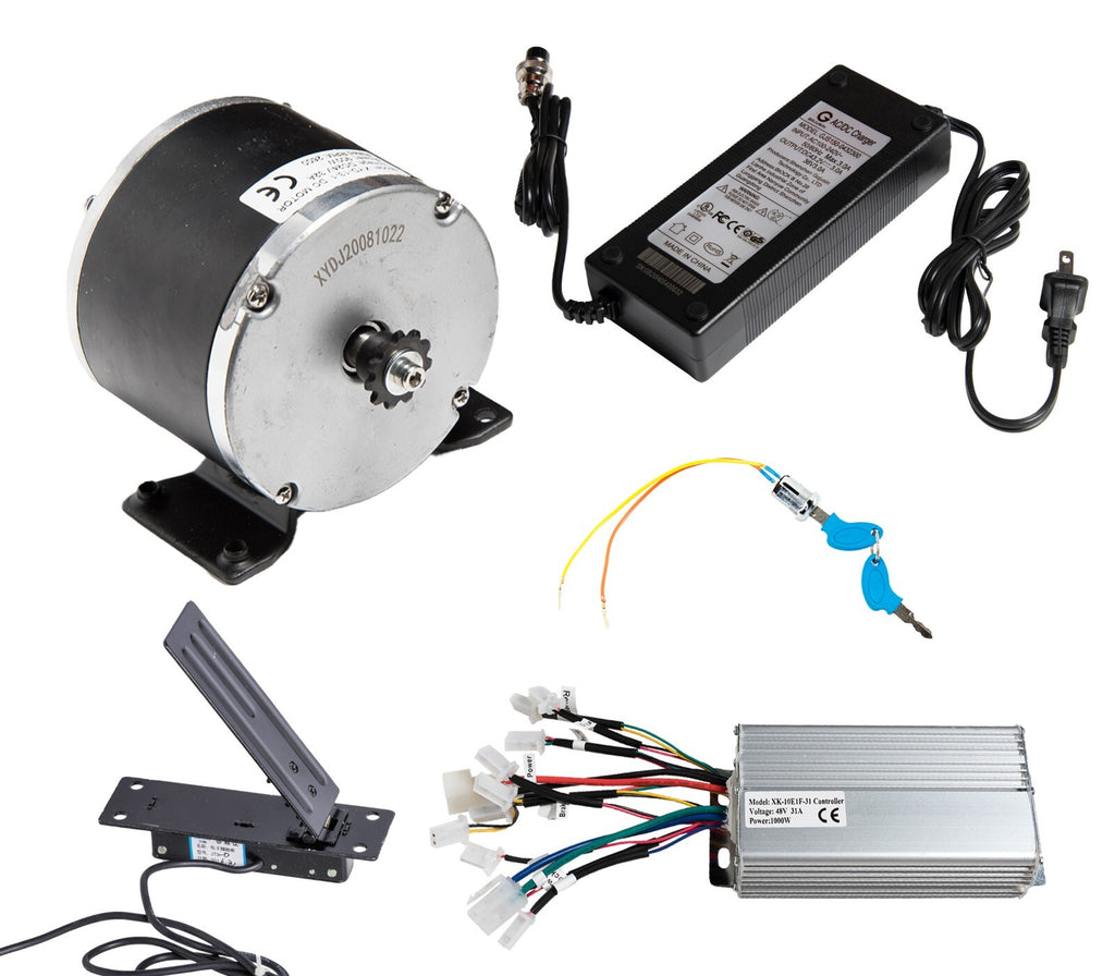 Electric Kart Motor Overvolt Kit Currie base 48V 900W w Controller Charger throt