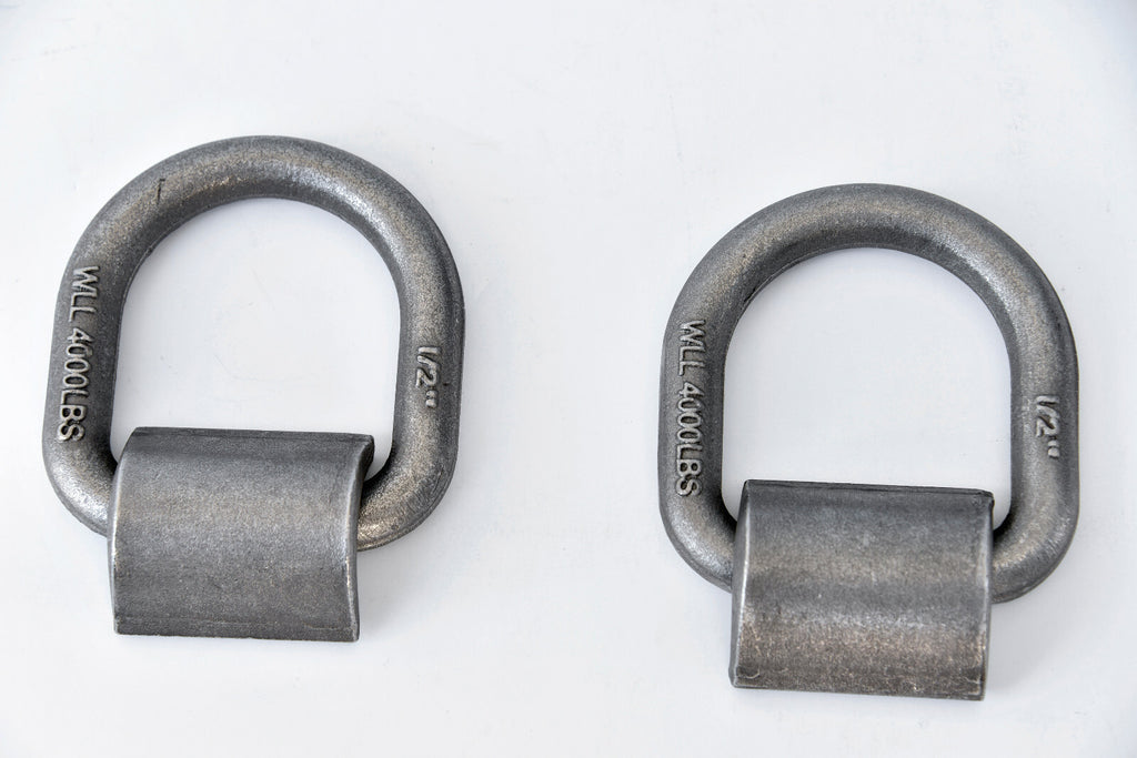 2x D Ring 1/2" Weld-On Tie Down Flatbed Truck Trailer Ratchet Strap Cargo Anchor