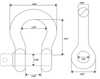 2x 7/8" Bow Shackle D-Ring Zinc Plated w 1" Clevis Screw Pin 14000 lbs Tow Lift