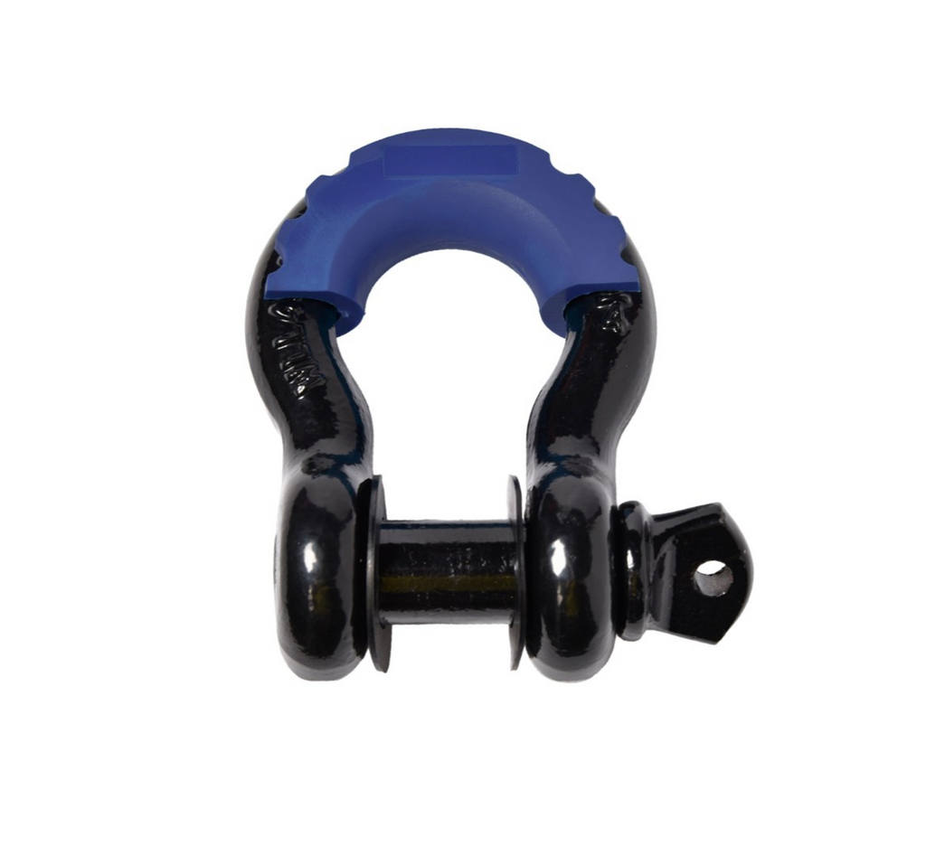 3/4" Black DRing Bow Shackle 10500LB w Blue Plastic noise vibration Protector