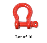 10 Pack 5/8" Red Bow Shackle Tow D-Ring w 3/4" Clevis Screw Pin WLL 7000 lbs