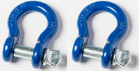 4x 7/8" Bow Shackle D-Ring BLUE w Zinc Plated Clevis Screw Pin 14000 lbs