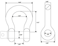Open Box Bow Shackle Rigging Blue 7/8" w 1" Galvanized Clevis Screw Pin 14000lbs