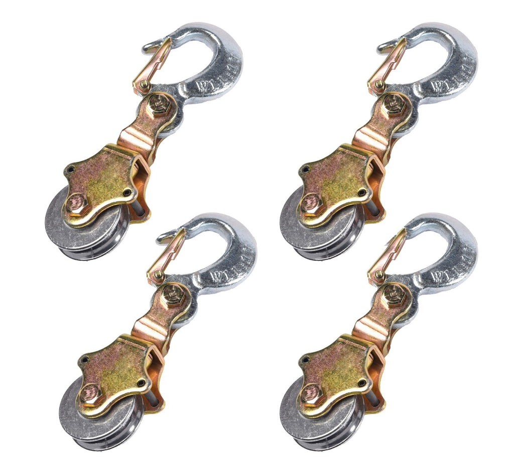 4xWire Rope Pulley Block 1Ton Swivel Eye Hoist Hook Snatch Block Sheave Anodized