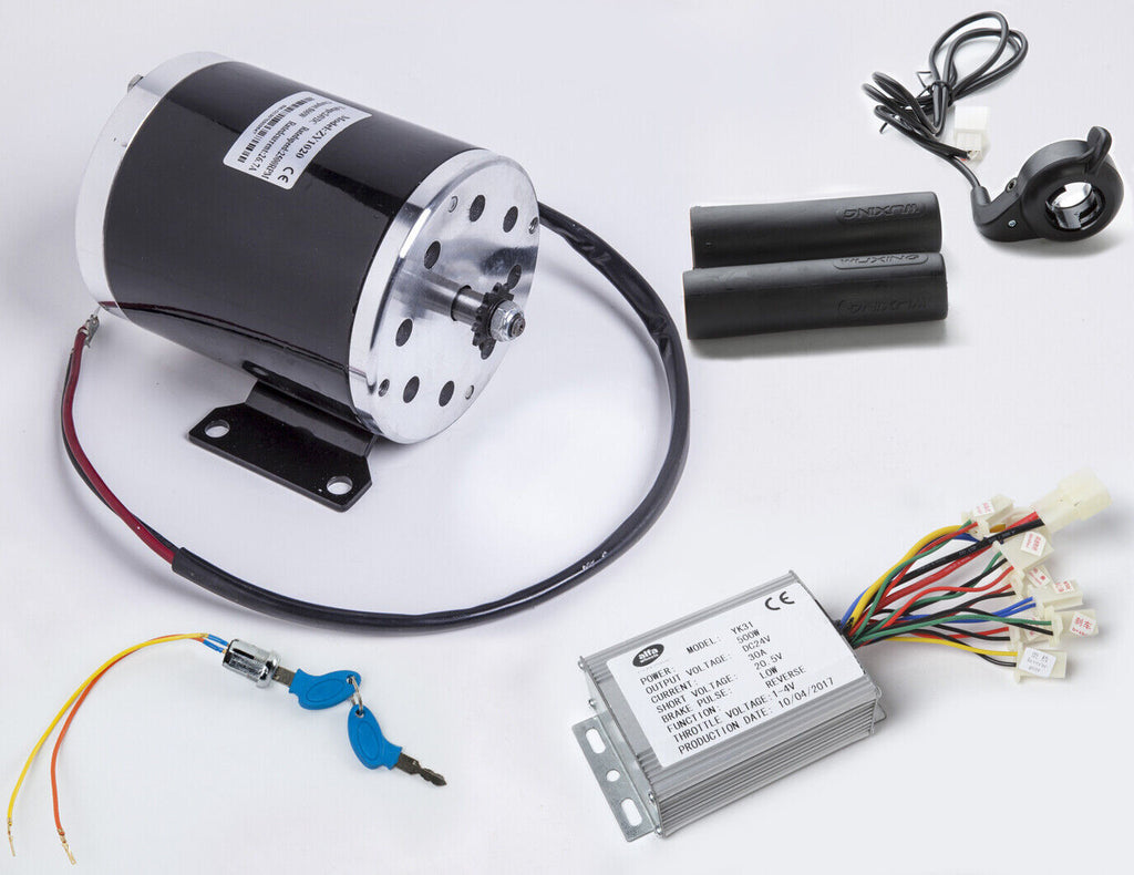Electric Motor Kit 500 W 24 V DC w Reverse Control+Thumb Throttle+Key f Go-Kart