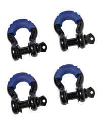 3/4" Black D-Ring Bow Shackle 10500LB w Blue Plastic noise vibration Protector