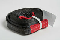 Tow Strap Black 20ft Snow Rescue 3x20 3" 20000 lbs 9Ton w 2x 7/8 Bow Shackles
