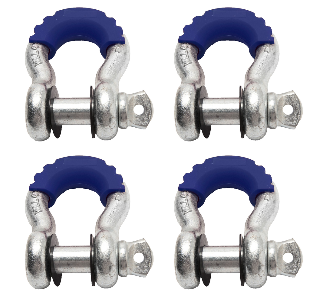 3/4" Galv D-Ring Bow Shackle 10500LB w Blue Plastic noise vibration Protector