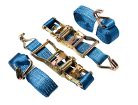2x Blue Ratchet Strap J Hook 1.5"x15' 4000lb Heavy Duty Tie Down Cargo ATV UTV