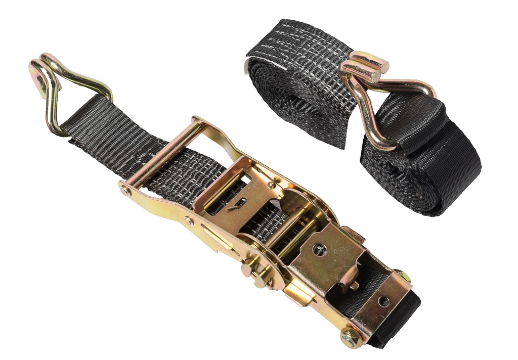 Black Ratchet Strap 1.5"x15' 4000lb J Hook Heavy Duty Tie Down f Cargo ATV UTV