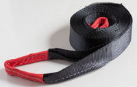 Tow Strap Black 20ft Snow Rescue 3x20 3" 20000 lbs 9Ton w 2x 7/8 Bow Shackles