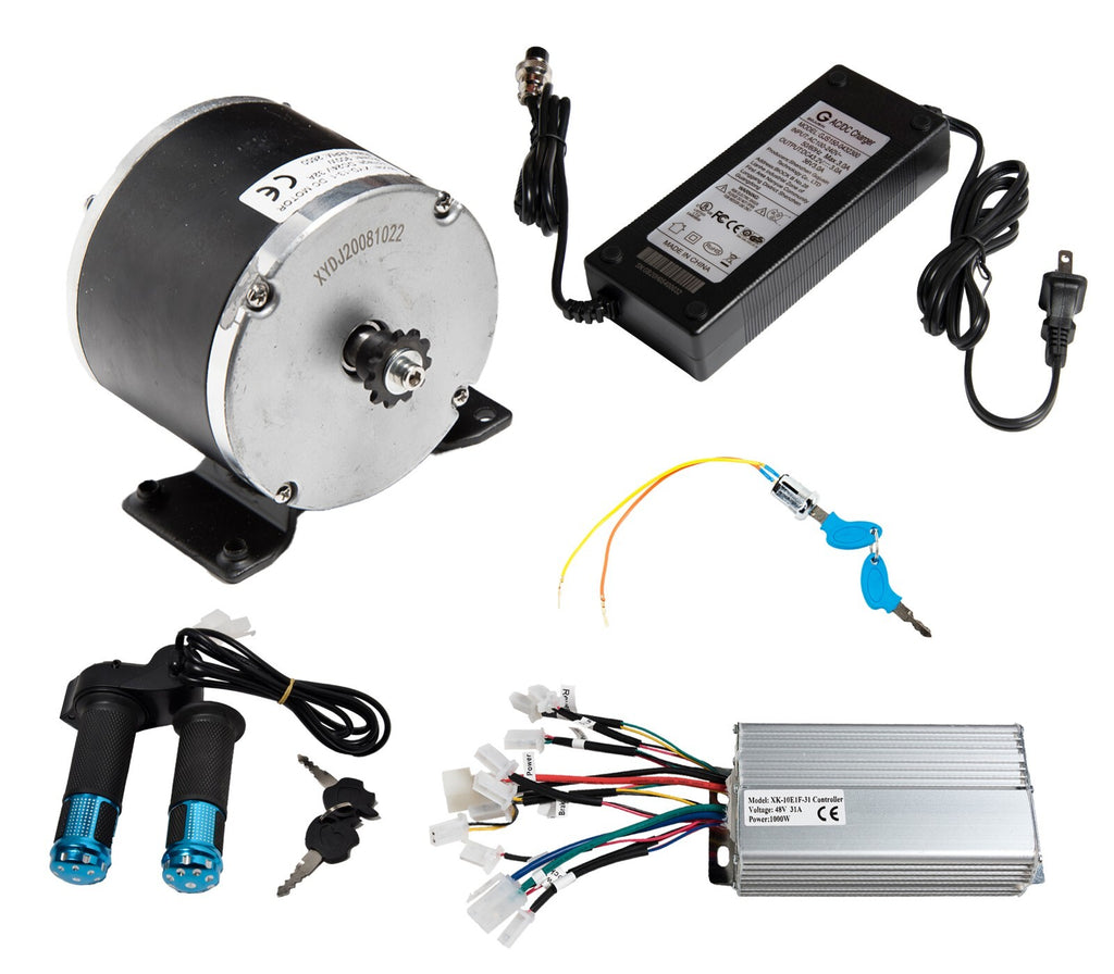 Electric Kart Motor Overvolt Kit Currie base 48V 900W w Controller Charger throt