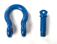 3/4" Blue D-Ring Bow Shackle 10500LB w Blue Plastic noise vibration Protector