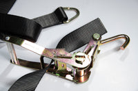 12pc Lasso Wheel Tow Truck Tie Down Axle Strap Ratchet J Finger Hook Tire Black