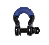 Pair of 3/4" Black Bow Shackle 10500LB w Blue Plastic noise vibration Protector