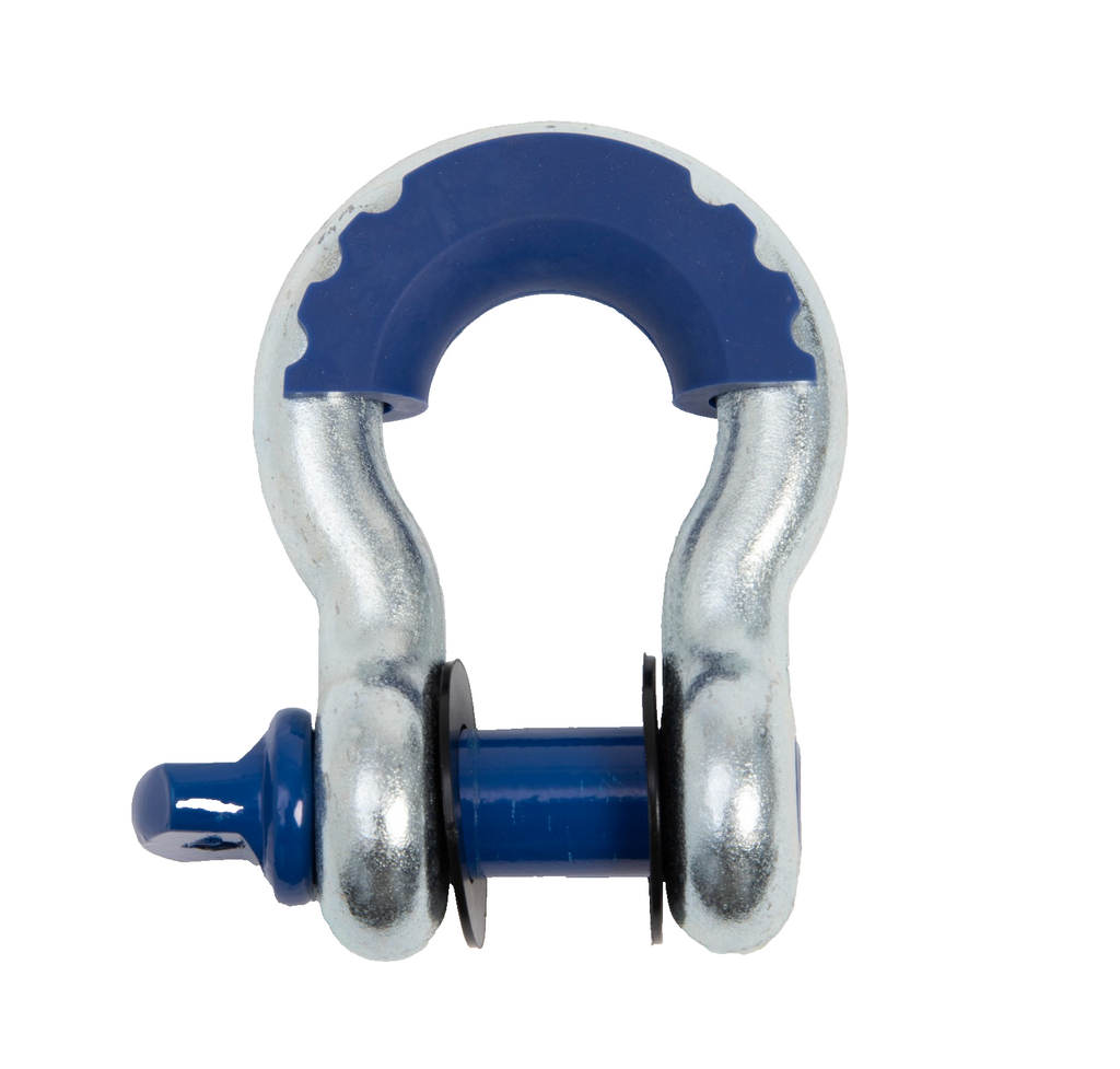 3/4" BLUE D-Ring Bow Shackle 10500 lbs BLACK Pin & No noise vibration Protector
