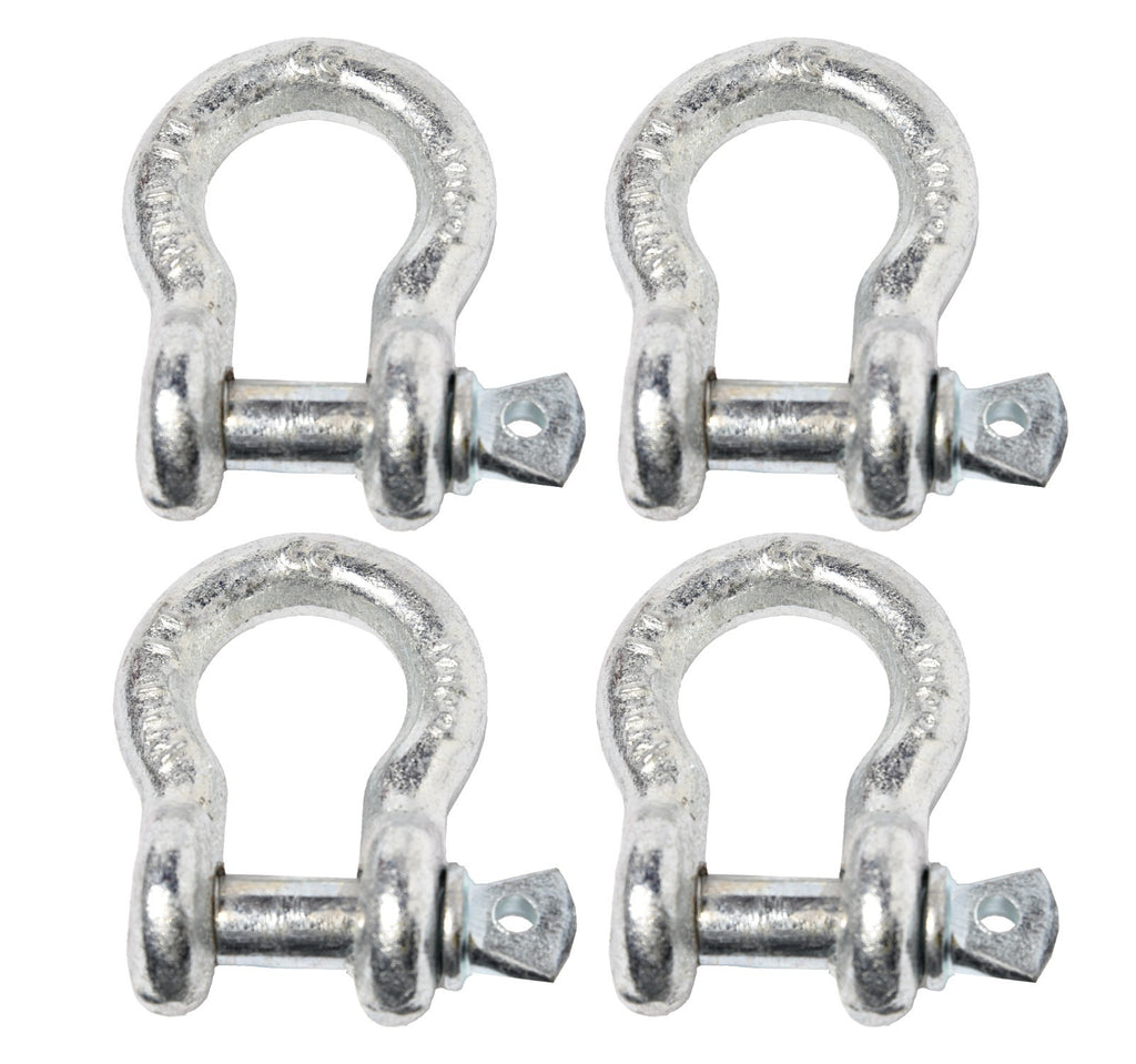 4x 3/8" Bow Shackle D-Ring w Clevis Screw Pin Anchor WLL 1 TON 2200 lbs capacity