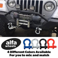 Two 3/4" Red D-Ring Bow Shackle 10500LB w Blue Plastic noise vibration Protector