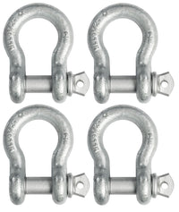 4x 7/8" Bow Shackle D-Ring Zinc Plated w 1" Clevis Screw Pin 14000 lbs Tow Lift