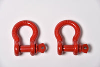 2x 1/2" Bow Shackle Red w Clevis Screw Pin Anchor 2 TON 4400 lbs capacity