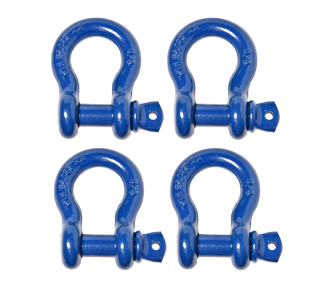 4 Pack 5/8" Blue Bow Shackle D-Ring w 3/4" Clevis Screw Pin WLL 7000lbs 3.25 TON
