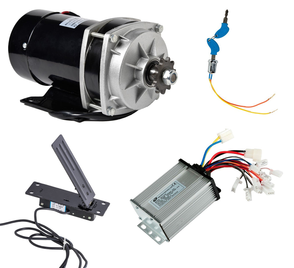 Electric motor 800W 36 V DC gear reduction +Rev Controller+Foot Throttle+KeyLock