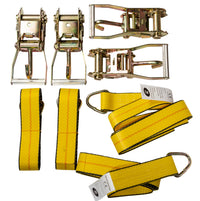 12pc 4-set Lasso Wheel Tow Tie Down Axle Strap Ratchet J Finger Hook Tire Towing