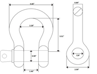 2x 7/8" Bow Shackle D-Ring Zinc Plated w Black 1" Clevis Screw Pin 14000 lbs New