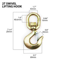 4 Swivel Eye Hook 2 Ton Hoist Lifting Rigging G70 w Latch 5/8" Alloy Steel Crane