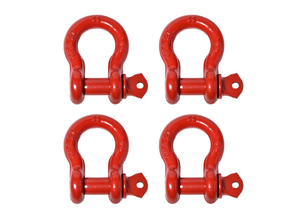 4x 1/2" Bow Shackle Red w Clevis Screw Pin Anchor 2 TON 4400 lbs capacity