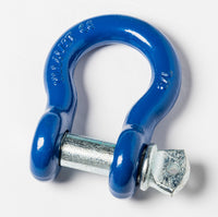 4x 7/8" Bow Shackle D-Ring BLUE w Zinc Plated Clevis Screw Pin 14000 lbs