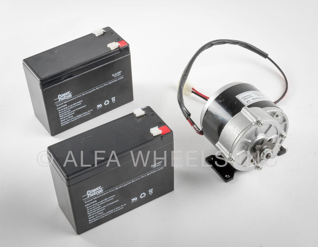 350 Watt 36 Volt DC electric motor kit w Gear bicycle bike gokart w Batteries