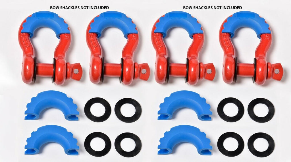 4x DRing BLUE Bow Shackle Isolator Jeep Off Road 3/4" Plastic SILENCER AntiNoise