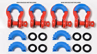 4x DRing BLUE Bow Shackle Isolator Jeep Off Road 3/4" Plastic SILENCER AntiNoise