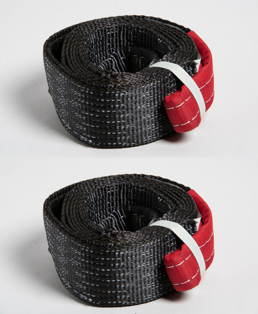 2x Tow Strap 10 ft winch tree saver Black 3x10 3" 20000lbs 9 Ton off-road Snow