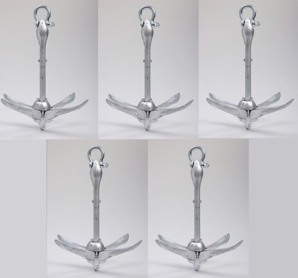 5x Galvanized Folding Anchor SUP Canoe Kayak Raft Sailboat JetSki Dinghy 3.5lb
