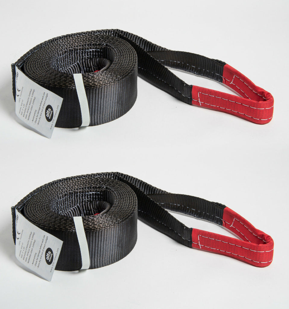 2x Tow Strap Winch Off Road Rescue Black 3x20 3" 20000 lbs 9Ton 20 ft for Jeep