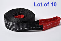 Lot of 10 Tow Straps 30ft Snow vehicle recovery 2" 14000lbs Black 6.5Ton 2x30