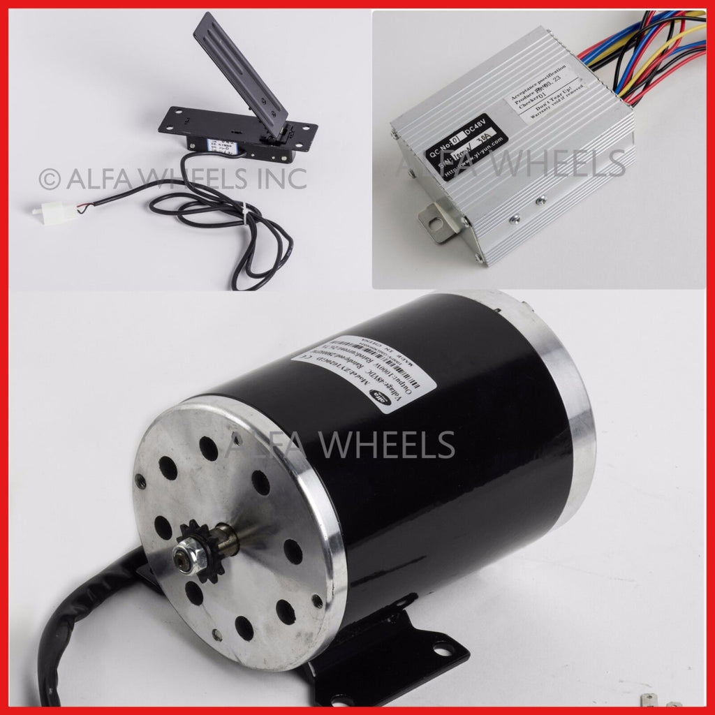 1000 W 48V DC electric motor kit w base speed controller & Foot Pedal Throttle