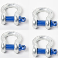 (4) 3/4" D-Ring Bow Shackle 4.75Ton w BLUE Pin Recovery Tow Jeep Off Road 4x4 CJ