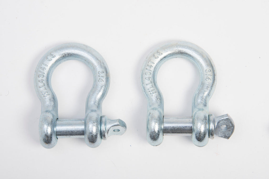 2x Galvanized 3/4" Bow Shackles D Rings Screw 7/8" Pin Jeep CJ  4 3/4 Ton Riggin