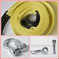 2x 3" 3x20ft 20000lbs Tow Strap winch tree saver w D-Ring Bow Shackle Recovery