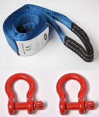 Tow Recovery Strap Bow Shackles Rigging 10ft Winch Tree Saver 3" 26000lb OffRoad