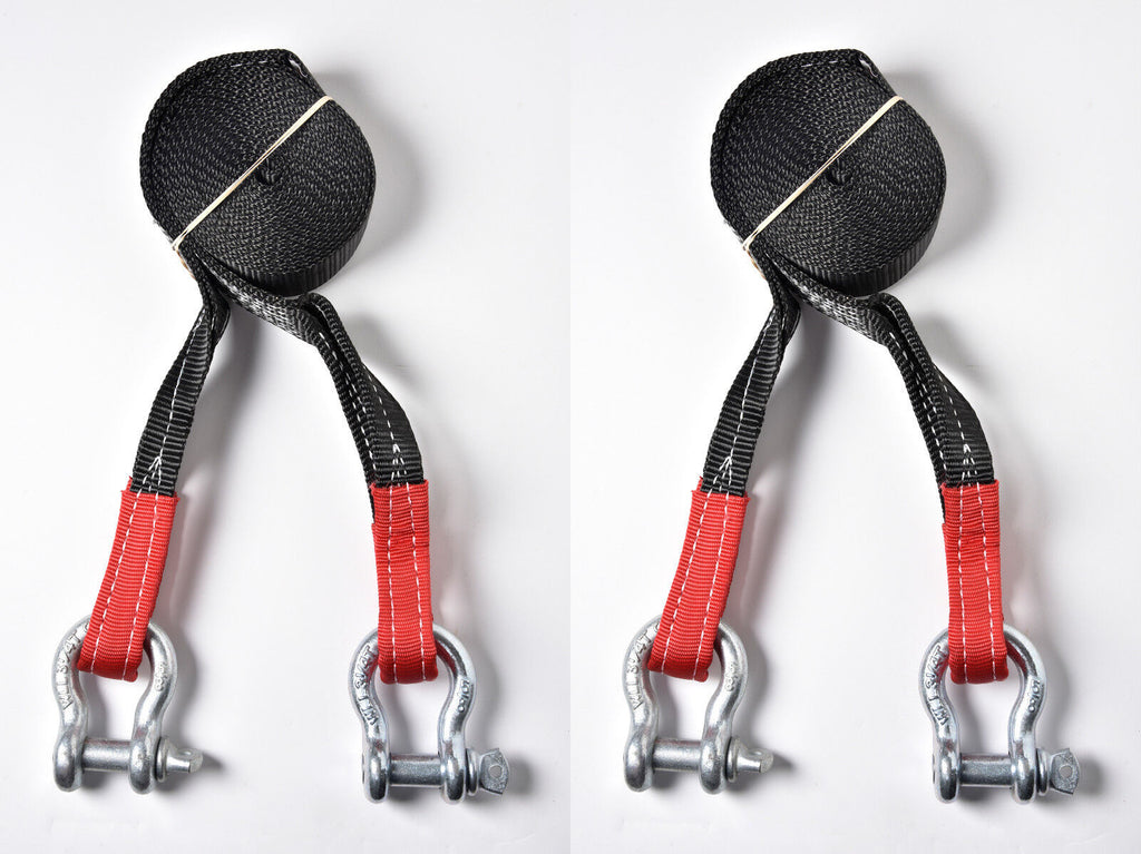 Two 2" 4 TON Recovery Tow Strap 20 ft w D Rings winch sling off-road ATV snatch