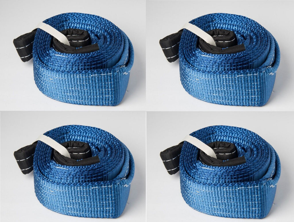 4x Tow Strap Winch Rescue 10ft BLUE 9T 20000lb 3in tree saver Snow Rigging 3x10