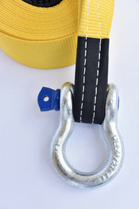 3" 20,000 lbs Tow Strap w Bow Shackles 3x30 ft winch tree saver snatch recovery